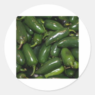 Sticker Rond Flamin' Hot Green Jalepeno Peppers Art