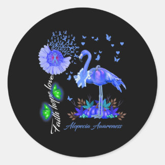 Sticker Rond Flamingo Faith Hope Love Alopecia Awareness