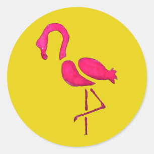 Sticker Rond Flamingo rose mignon oiseau unique