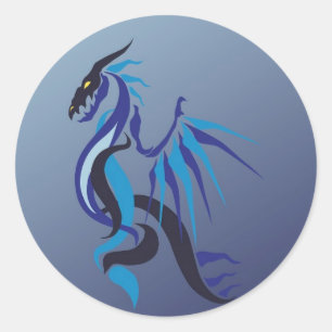 Sticker Rond Flamme de dragon bleu