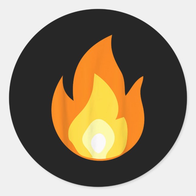 Sticker Rond Flamme de feu éclairante Plage brûlante (Devant)
