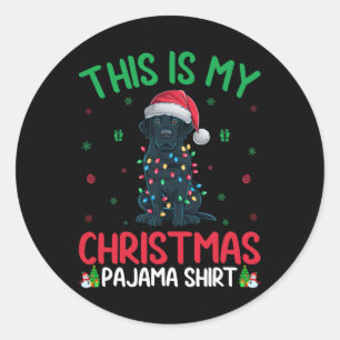 Sticker Rond Flammes d'arbre vilaines Père Noël Black Labrador