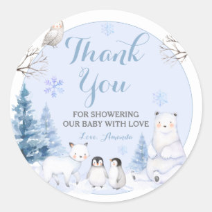 Sticker Rond Flammes de neige d'ANIMAL ARCTIQUE Arbres Merci