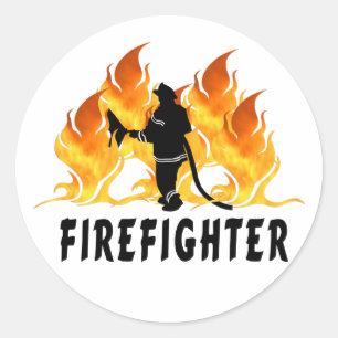 Sticker Rond Flammes des pompiers