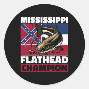 Sticker Rond Flathead Catfish Chasse Catfish Papa Catfish Hu