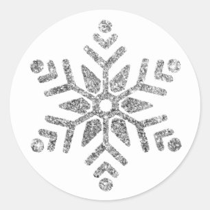 Sticker Rond Fléau de neige en argent diamant sur Mariage blanc