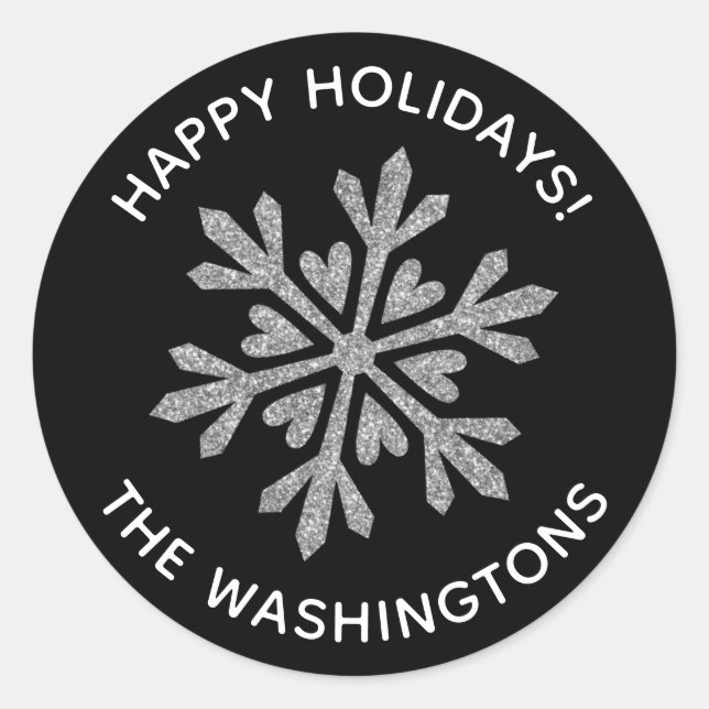 Sticker Rond Fléau de neige simple Parties scintillant en argen (Devant)