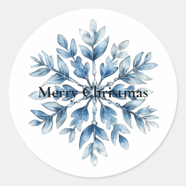 Sticker Rond Flèche de neige bleu blanc d'hiver (Devant)