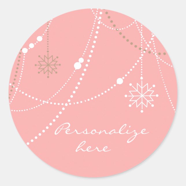 Sticker Rond Flèche de neige rose du milieu du siècle élégant h (Devant)