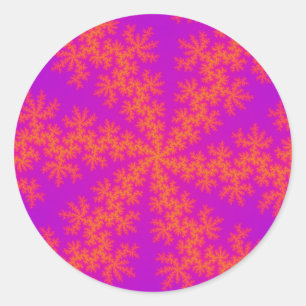Sticker Rond Flèche de neige rose et orange