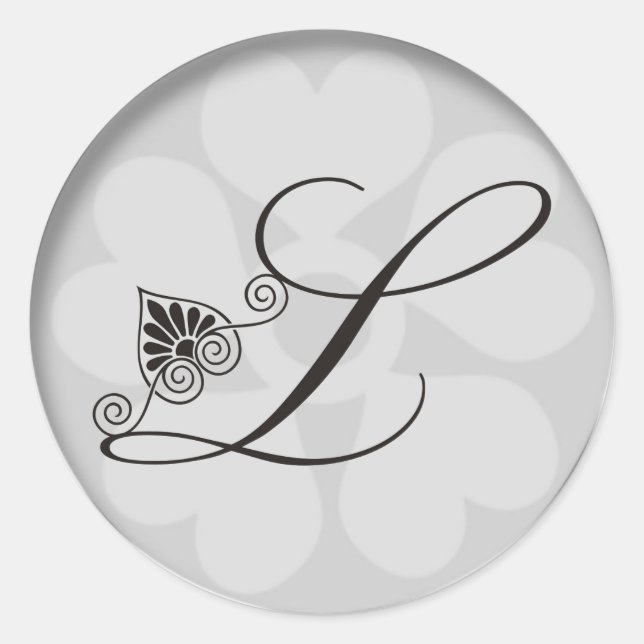 Sticker Rond Flèches de bordure en argent Monogramme L (Devant)