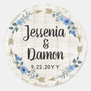 Sticker Rond Flèches en bois rustique et Mariage de couronnes f
