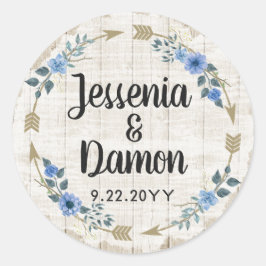 Sticker Rond Flèches en bois rustique et Mariage de couronnes f