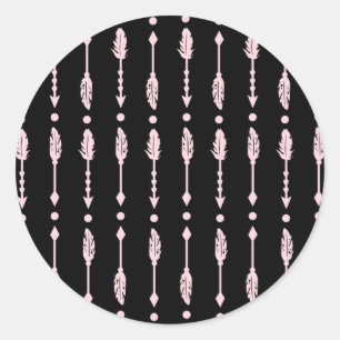 Sticker Rond Flèches roses et noires Wild ONE Girl Fête d'anniv