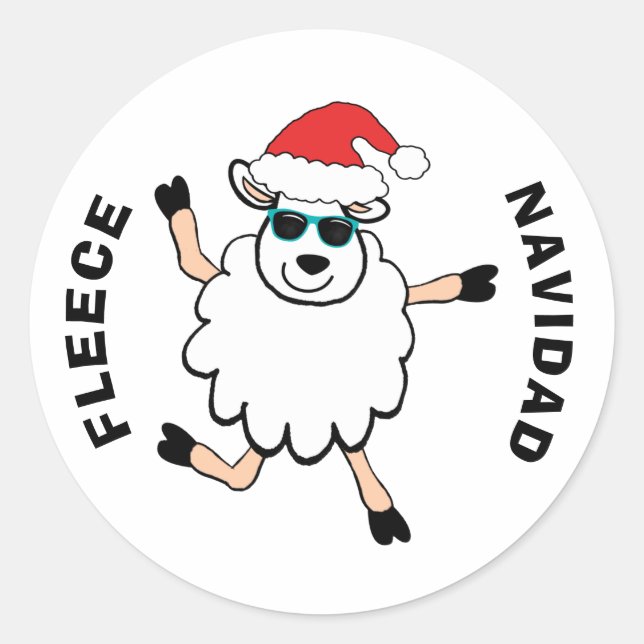 Sticker Rond Fleece Feliz Navidad Mouton Noël (Devant)