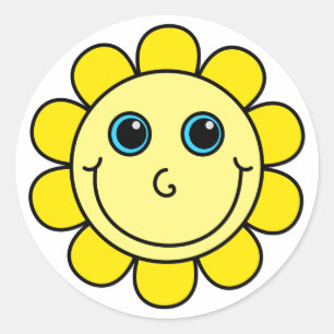 Sticker Rond Fleur à visage jaune