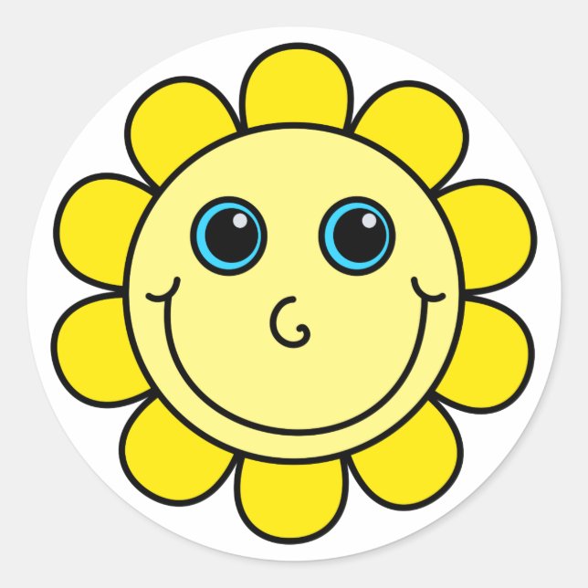 Sticker Rond Fleur à visage jaune (Devant)
