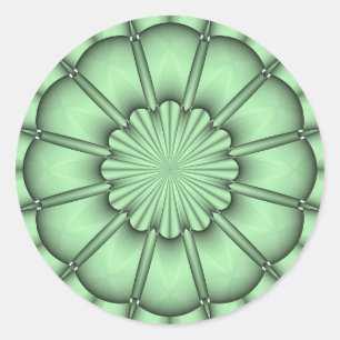 Sticker Rond Fleur Abstraite en vert pâle