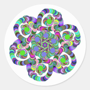 Sticker Rond Fleur arc-en-ciel
