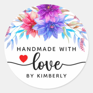 Sticker Rond Fleur artisanal avec amour