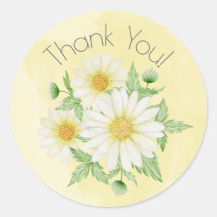 Sticker Rond Fleur blanc thème Merci classique ronde