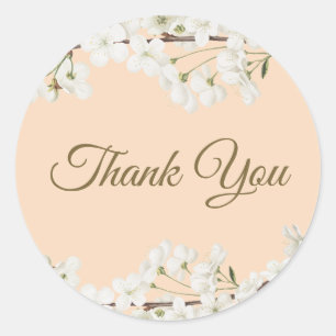 Sticker Rond Fleur Blanche Merci Baby Shower