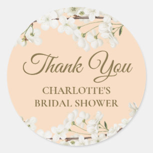 Sticker Rond Fleur Blanche Merci Baby Shower