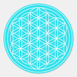 Sticker Rond Fleur bleu-clair d'autocollant de la vie
