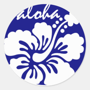 Sticker Rond fleur bleue d'Hawaï