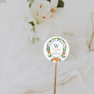 Sticker Rond Fleur botanique d'agrumes de Noël Vacances