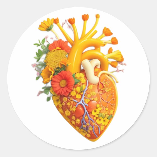 Sticker Rond Fleur cardiaque anatomique (Devant)