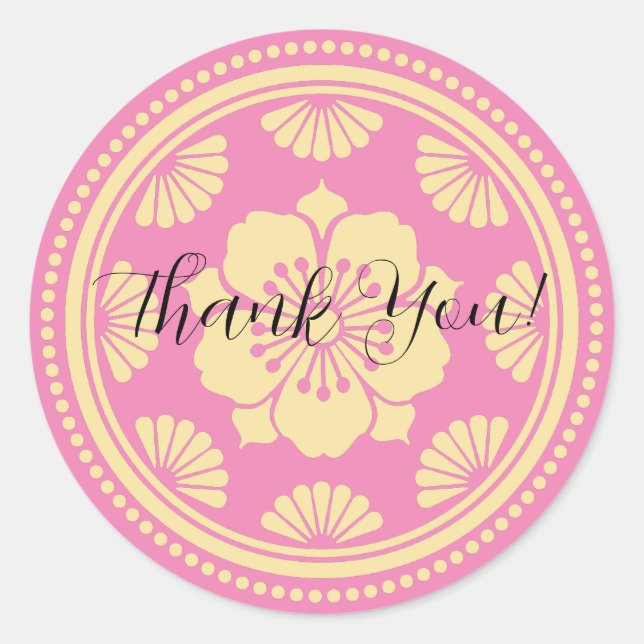 Sticker Rond Fleur cerise de Merci personnalisée (Devant)