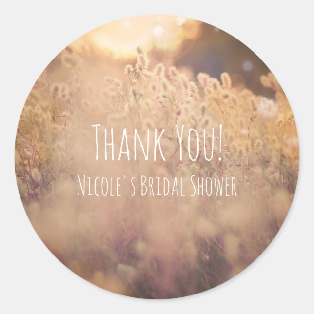 Sticker Rond Fleur Champ Rustique Mariage campagnard Favoriser (Devant)