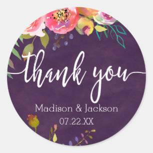 Sticker Rond Fleur Chic Couleur Editable Mariage Faveur