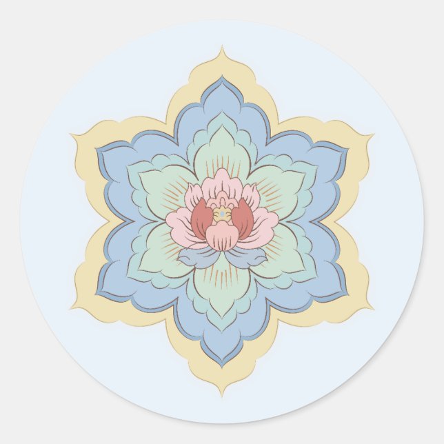 Sticker Rond Fleur chinoise de Baoxiang dans Peach & Sky (Devant)