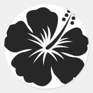 Sticker Rond Fleur d'aloha noir