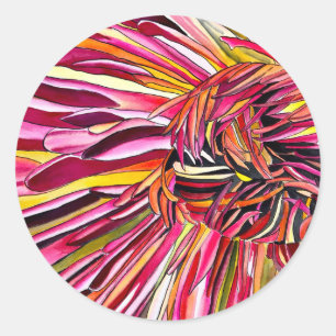 Sticker Rond Fleur d'aquarelle Chrysanthemum