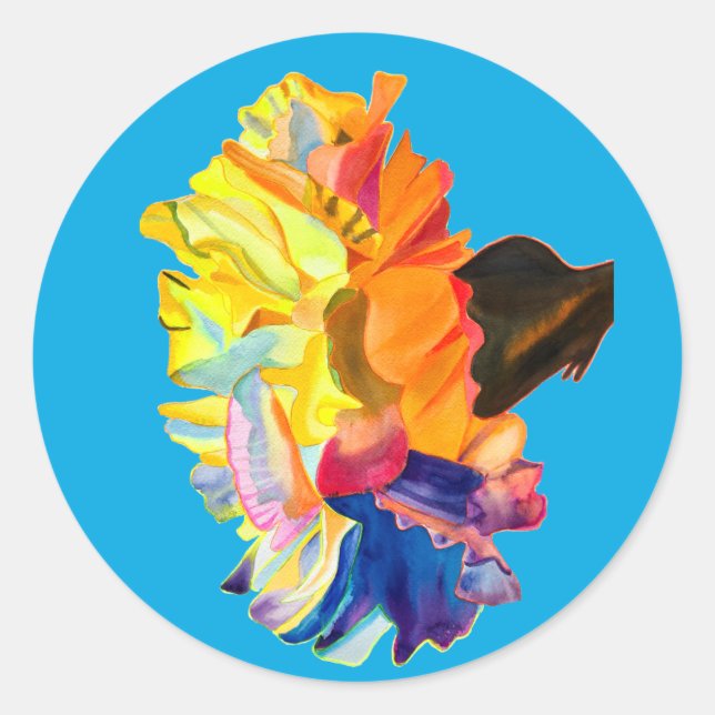 Sticker Rond Fleur d'aquarelle couleur carnation (Devant)
