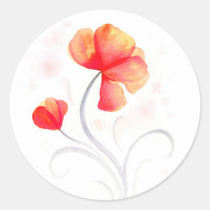 Sticker Rond Fleur d'aquarelle orange mariage phoque / autocoll