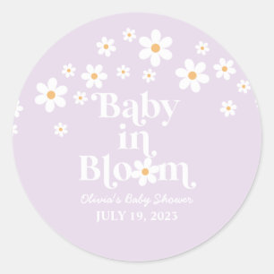 Sticker Rond Fleur de bébé en fleurs Baby Shower lavande