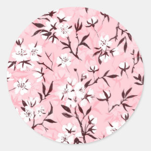 Sticker Rond Fleur de cerisier blanc