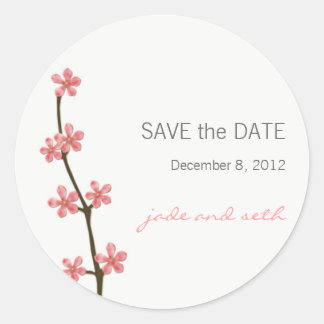 Sticker Rond fleur de cerisier enregistrer la date