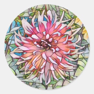 STICKER ROND FLEUR DE DAHLIA