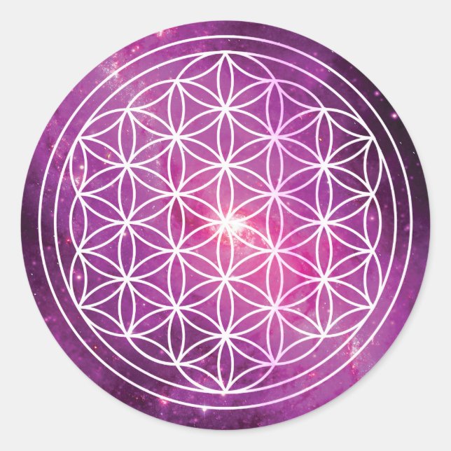 Sticker Rond Fleur de Galaxie rose Life (Devant)