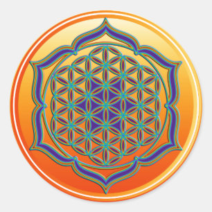 Sticker Rond Fleur de la vie / Blume des Lebens - Lotus Contour