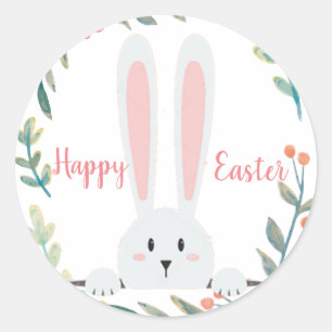 Sticker Rond Fleur de lapin de Pâques