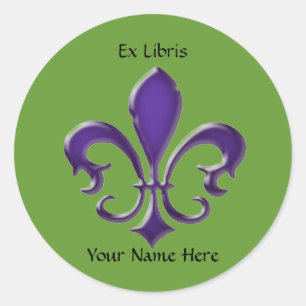 Sticker Rond Fleur-de-Lis-1 Ex Libris Plaque-livre