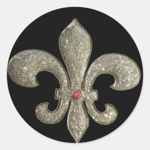Sticker Rond Fleur de lis avec bling