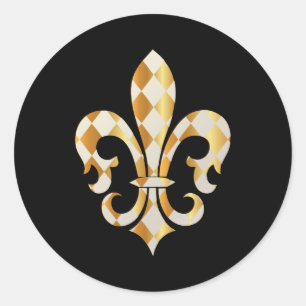 Sticker Rond Fleur de Lis, do-it-yourself arrière - plan+texte
