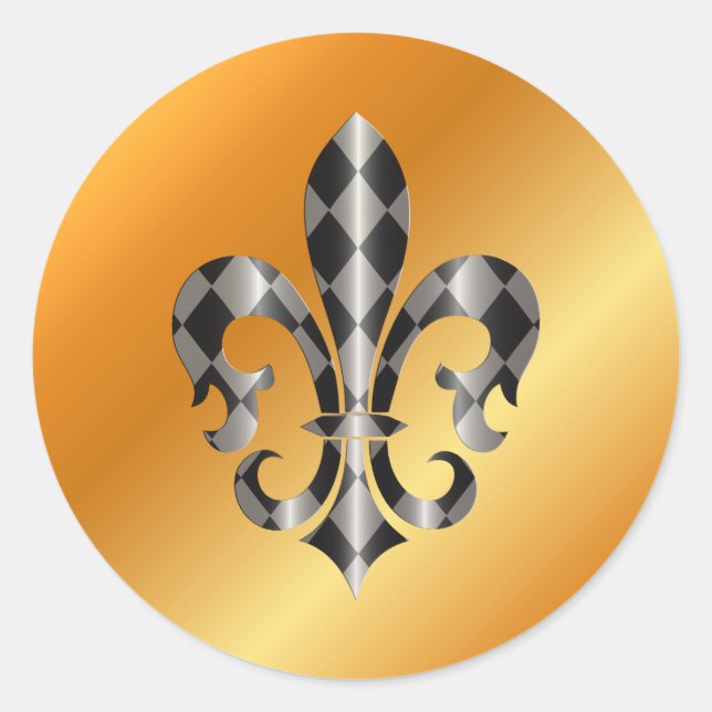Sticker Rond Fleur de Lis, do-it-yourself arrière - plan+texte (Devant)